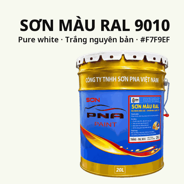 Sơn màu RAL 9010 Trắng nguyên bản (Pure white) - pha theo hệ Epoxy, PU, Alkyd