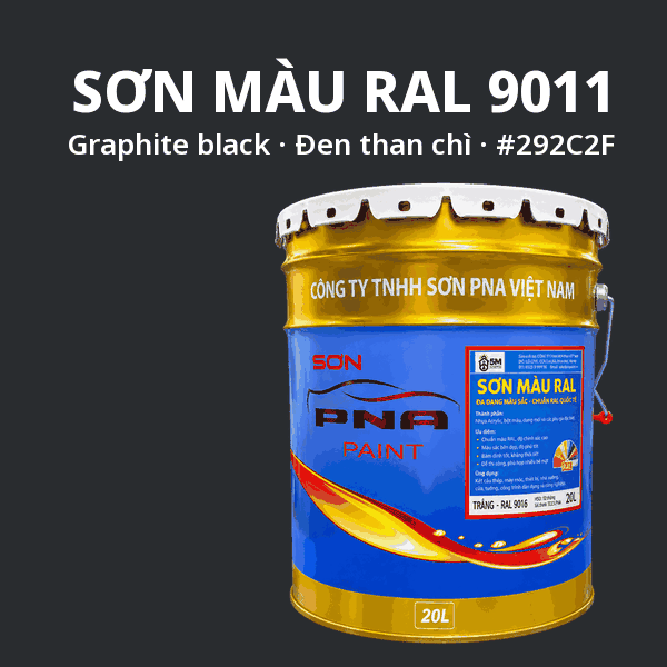 Sơn màu RAL 9011 Đen than chì (Graphite black) - pha theo hệ Epoxy, PU, Alkyd
