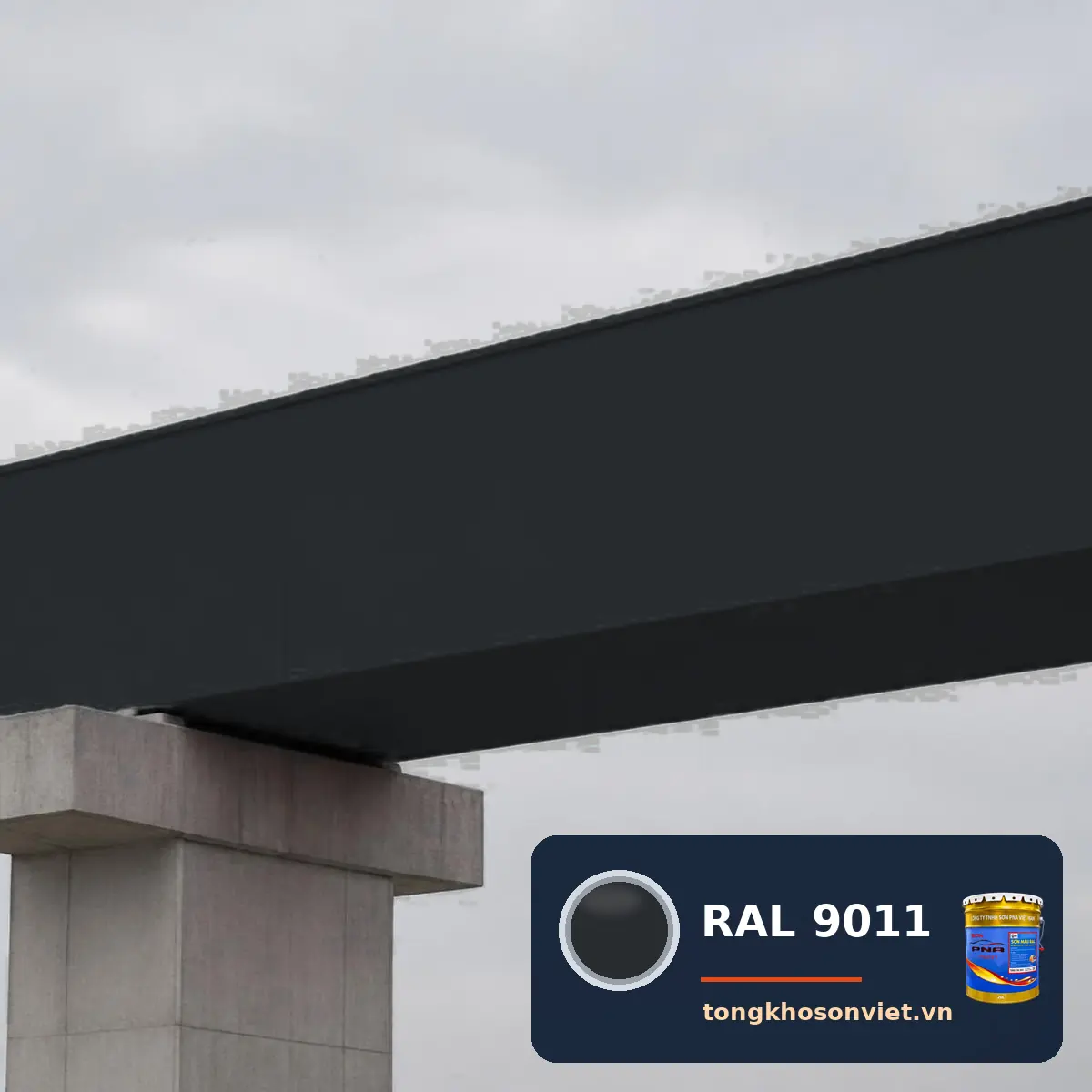 cầu thép – cầu bộ hành ngoài trời sơn phủ màu RAL 9011 Đen than chì (Graphite black)
