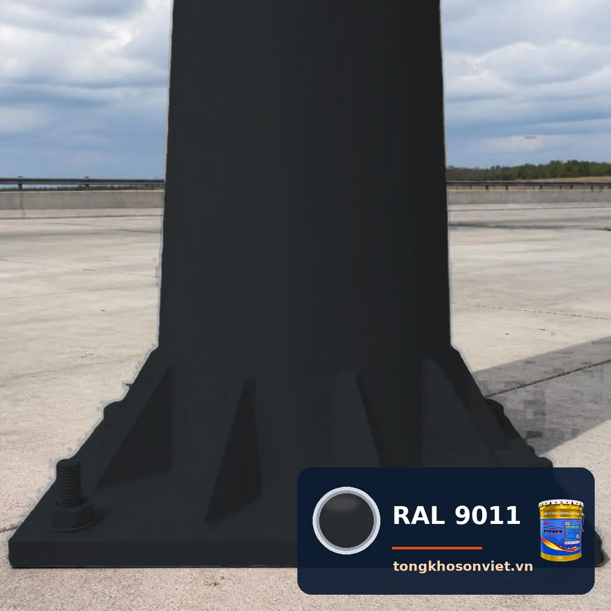 cột đèn cao áp, cột thép – trụ ăng ten sơn phủ màu RAL 9011 Đen than chì (Graphite black)